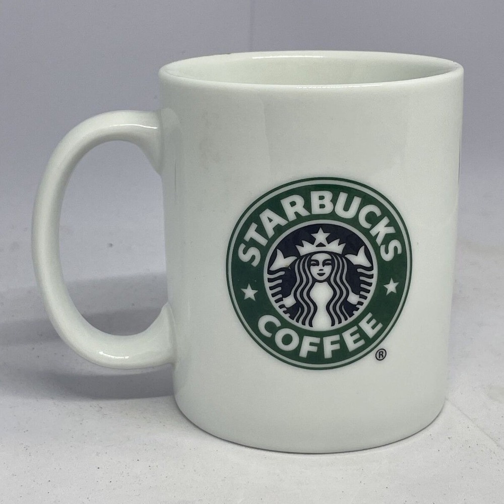 Starbucks Coffee 2006 Classic Green Siren Logo White Ceramic Mug Collectible